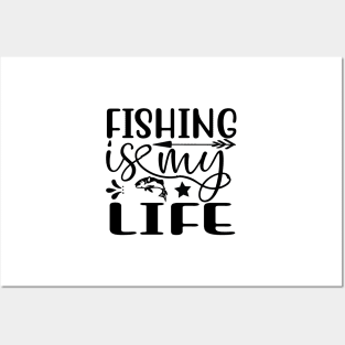 Wishing I Was Fishing - Less Talk More Fishing - Gift For Fishing Lovers, Fisherman - Black And White Simple Font Posters and Art